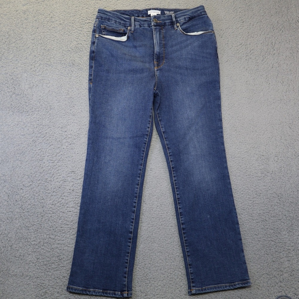 Good American Straight Leg Jeans in Dark Blue Wash